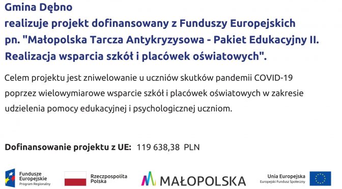 „Małopolska Tarcza Antykryzysowa – Pakiet Edukacyjny II. Realizacja wsparcia szkół i placówek oświatowych”