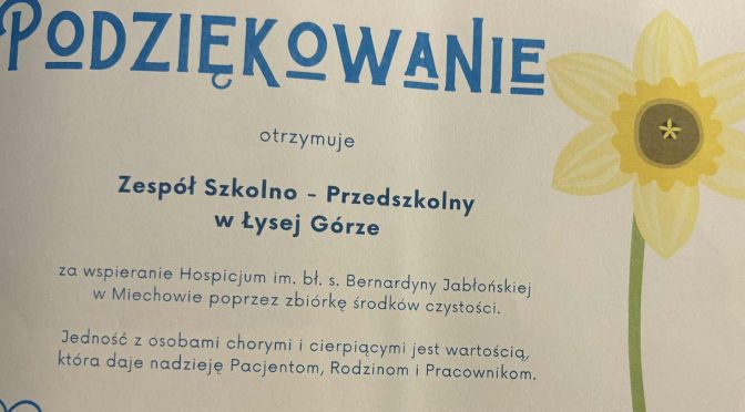 ZBIÓRKA DLA HOSPICJUM W MIECHOWIE ZAKOŃCZONA